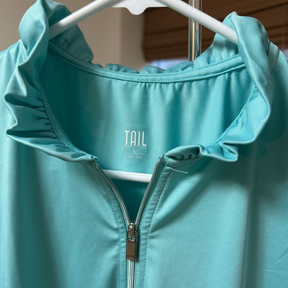 Tail Aqua Zyra Sleeveless Ruffled Zip Top
